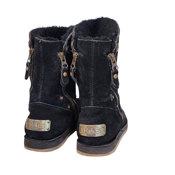 RJ's fuzzies Trixie Sheepskin and leather suede upper zip bootie size 8 - Picture 5 of 9